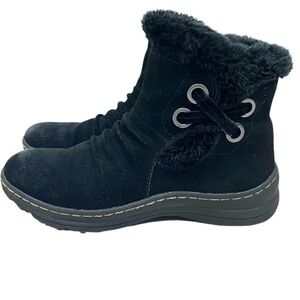 BareTraps Adalyn Black Suede Faux Fur Shearling Lined Winter Ankle Boots Size 8